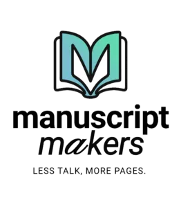 Logo tagline and manuscript makers text stacked