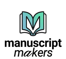 Logo tagline and manuscript makers text stacked