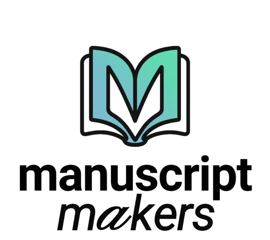 Logo tagline and manuscript makers text stacked