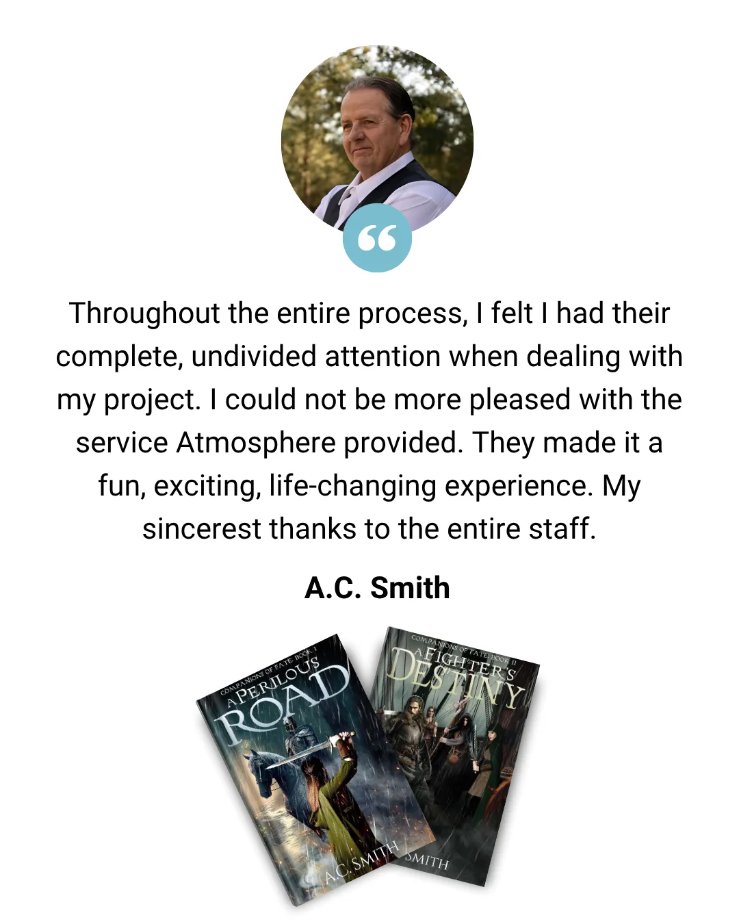 Testimonial from author AC Smith