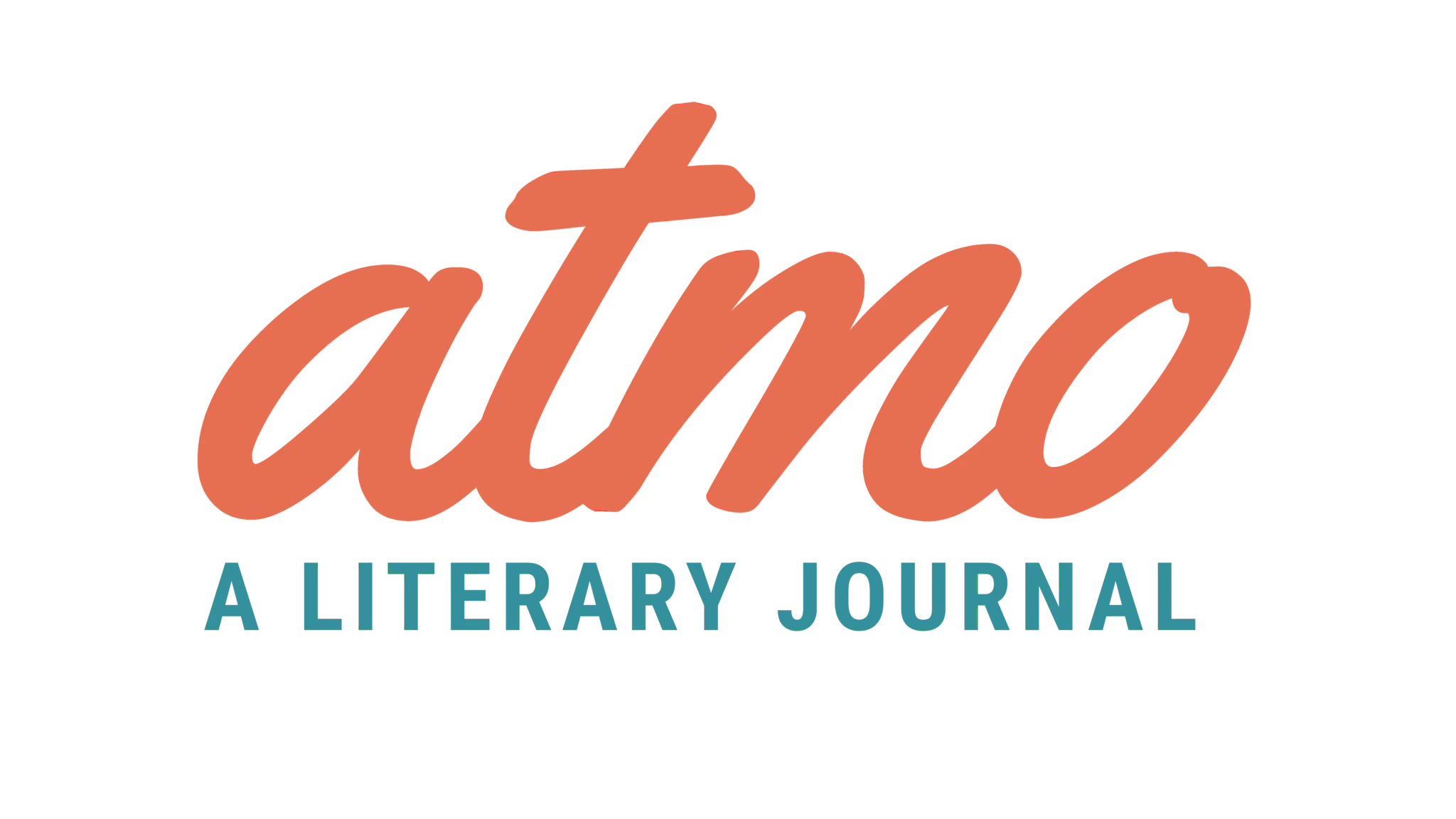 Atmo: A Literary Journal Logo in the colors red and teal.