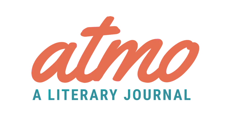 Atmo: A Literary Journal Logo in the colors red and teal.