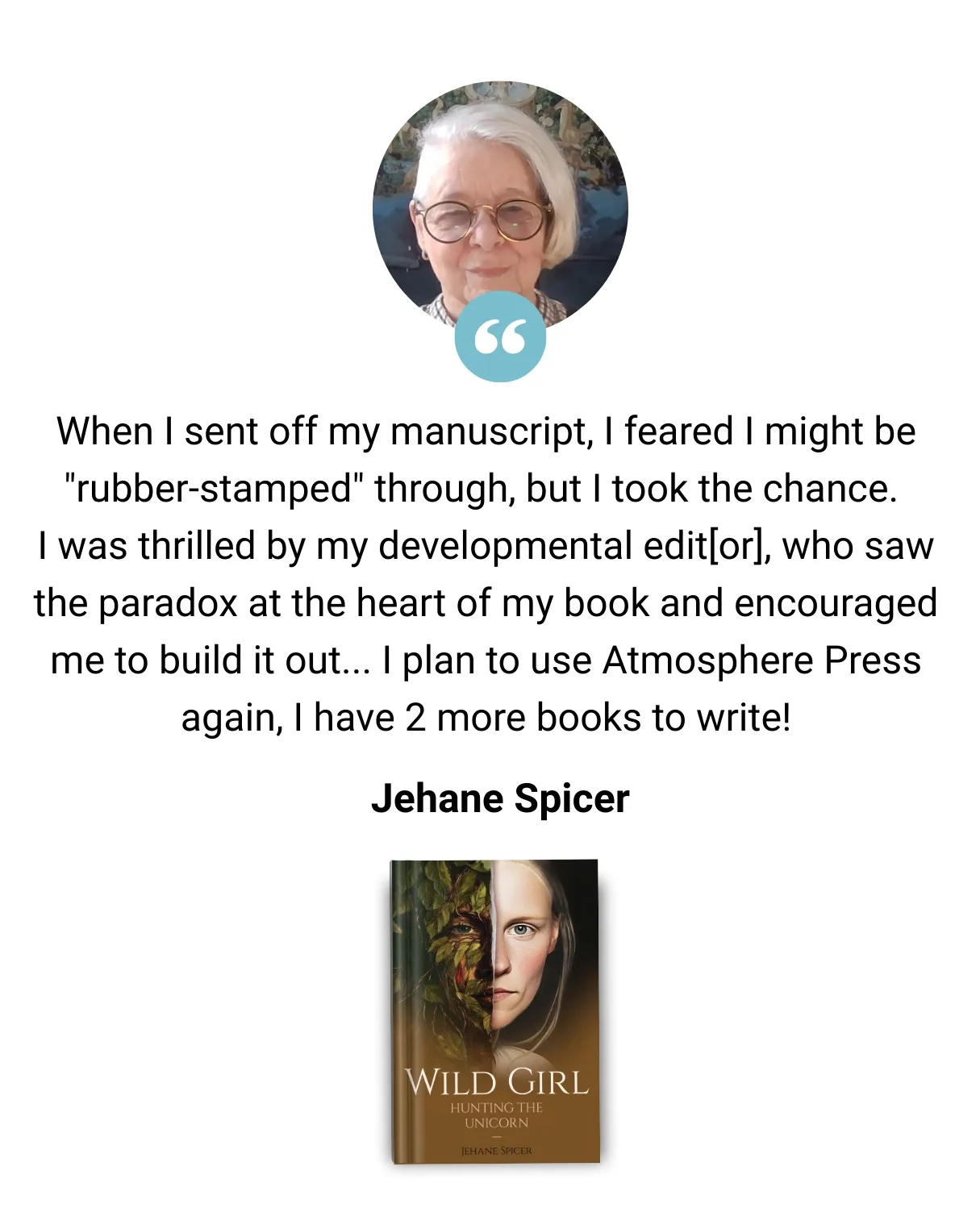 Testimonial from author Jehane Spicer