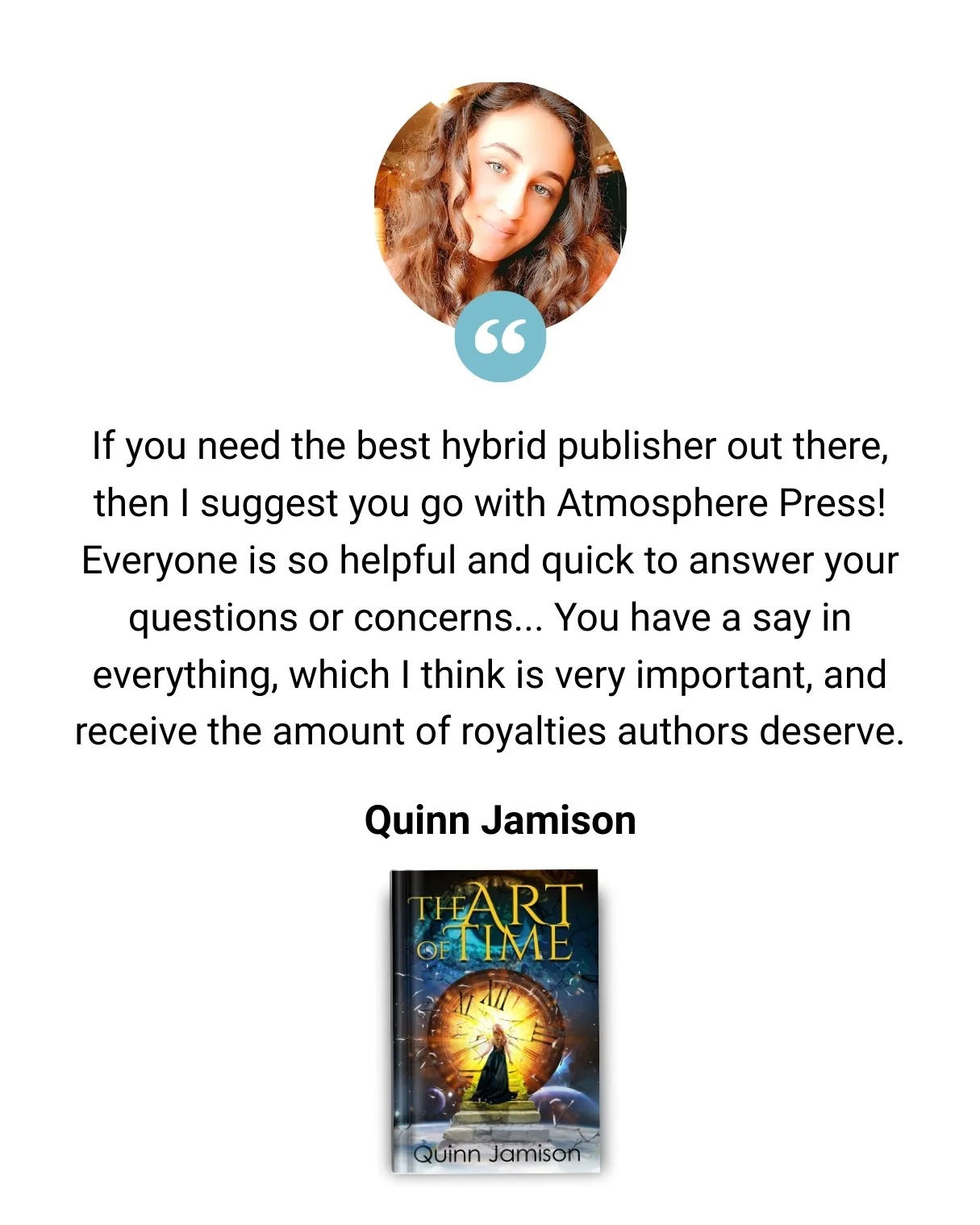 Testimonial from author Quinn Jamison