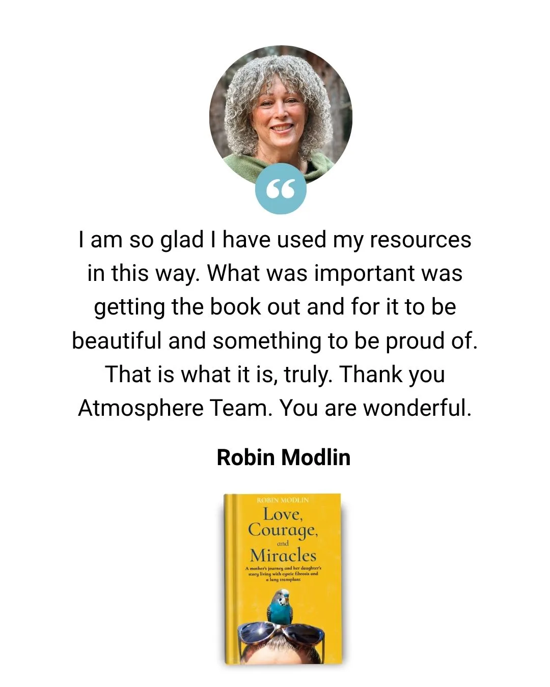 Testimonial from author Robin Modlin