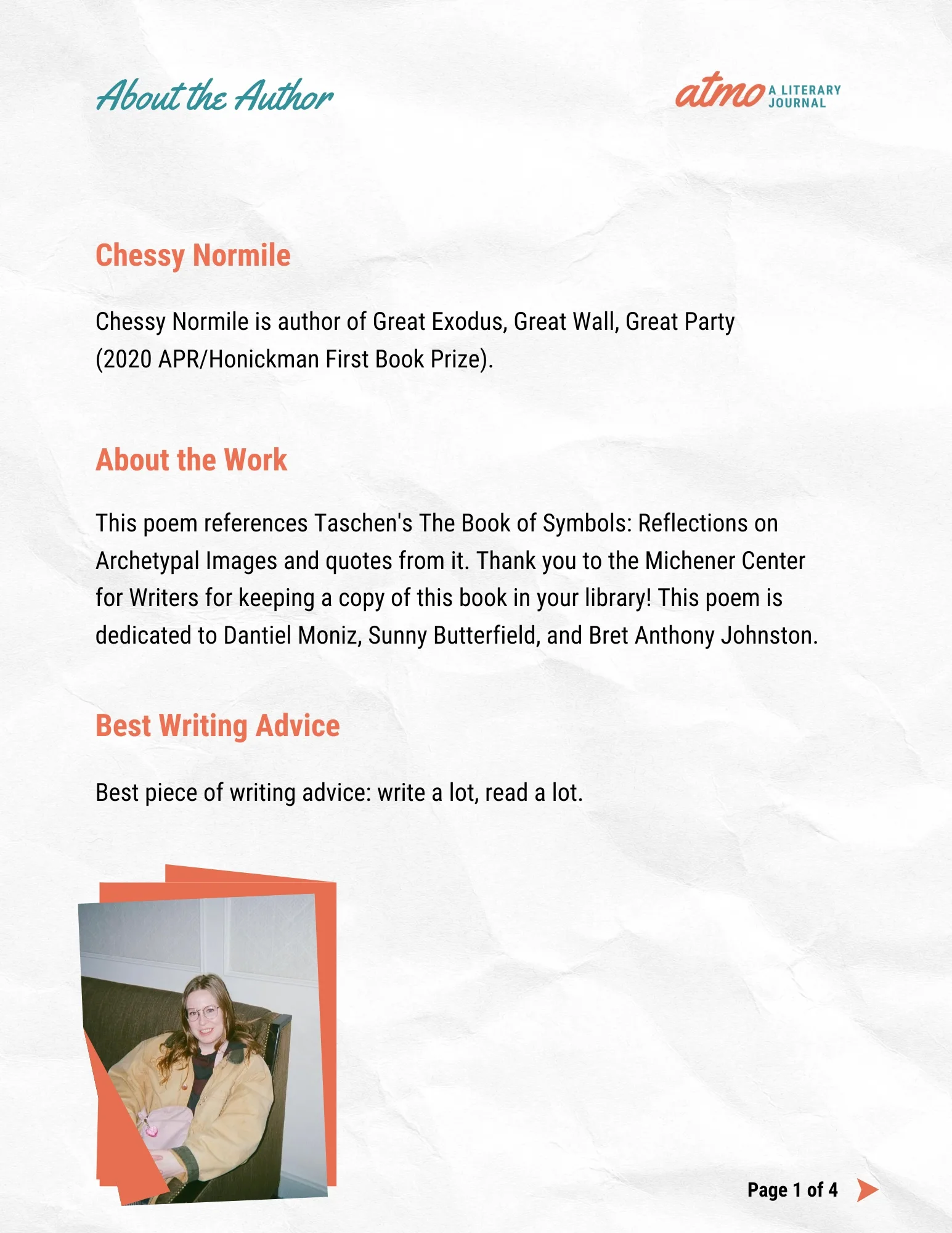 Opening The Book of Symbols at Random I got “Cats” by Chessy Normile