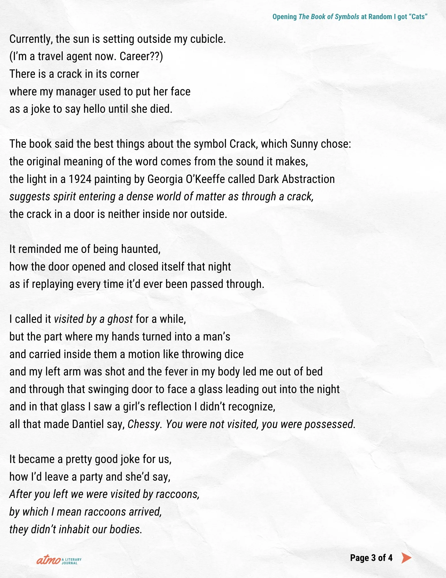 Opening The Book of Symbols at Random I got “Cats” by Chessy Normile