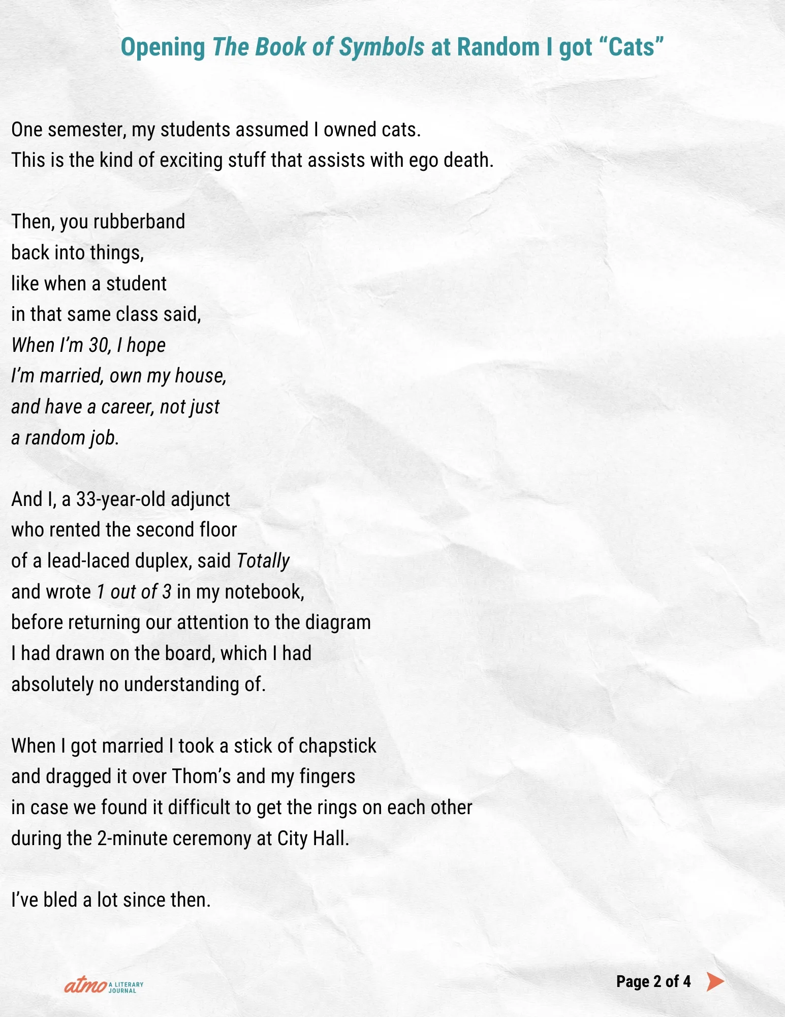 Opening The Book of Symbols at Random I got “Cats” by Chessy Normile