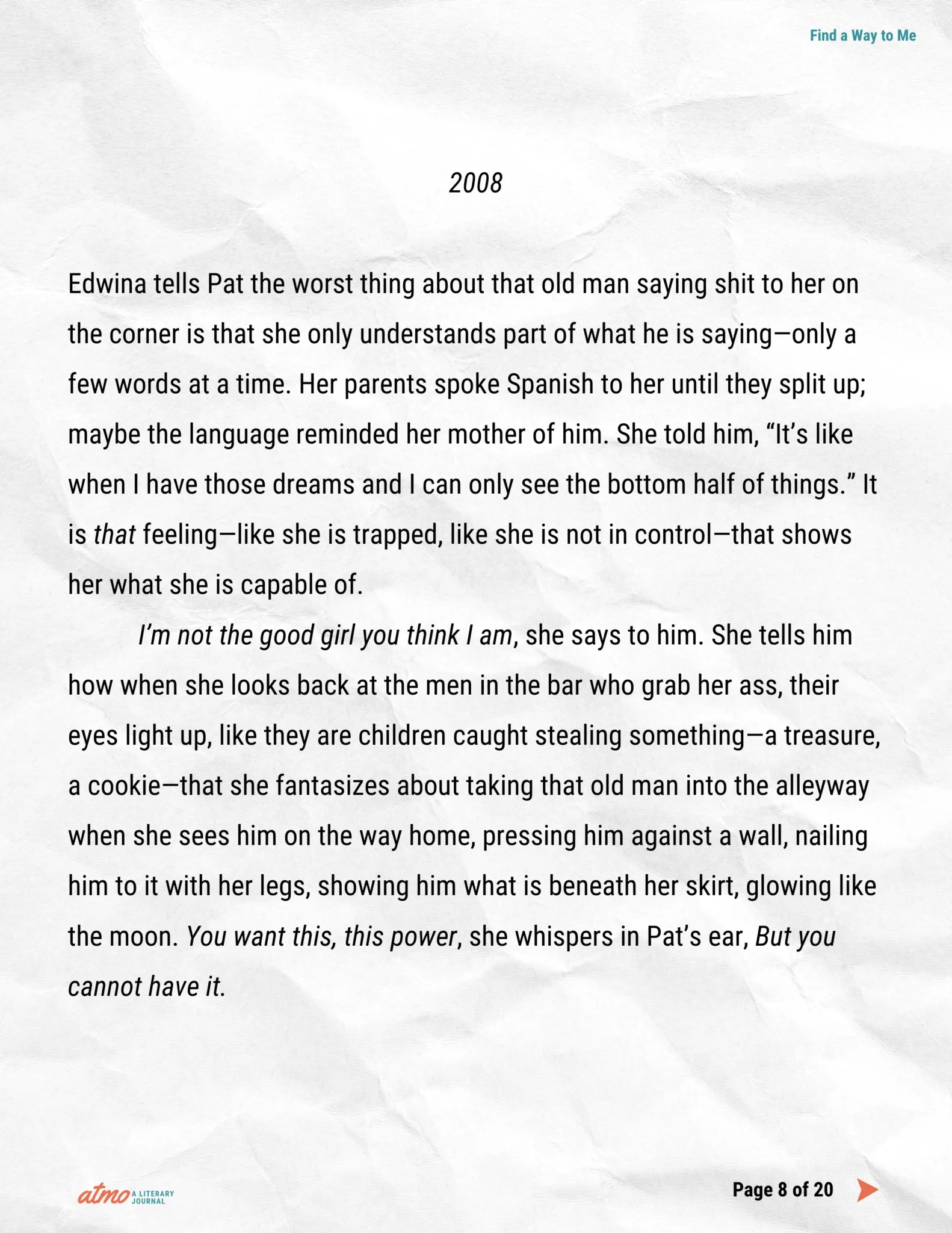 Find a Way to Me story by Kris Brunelli