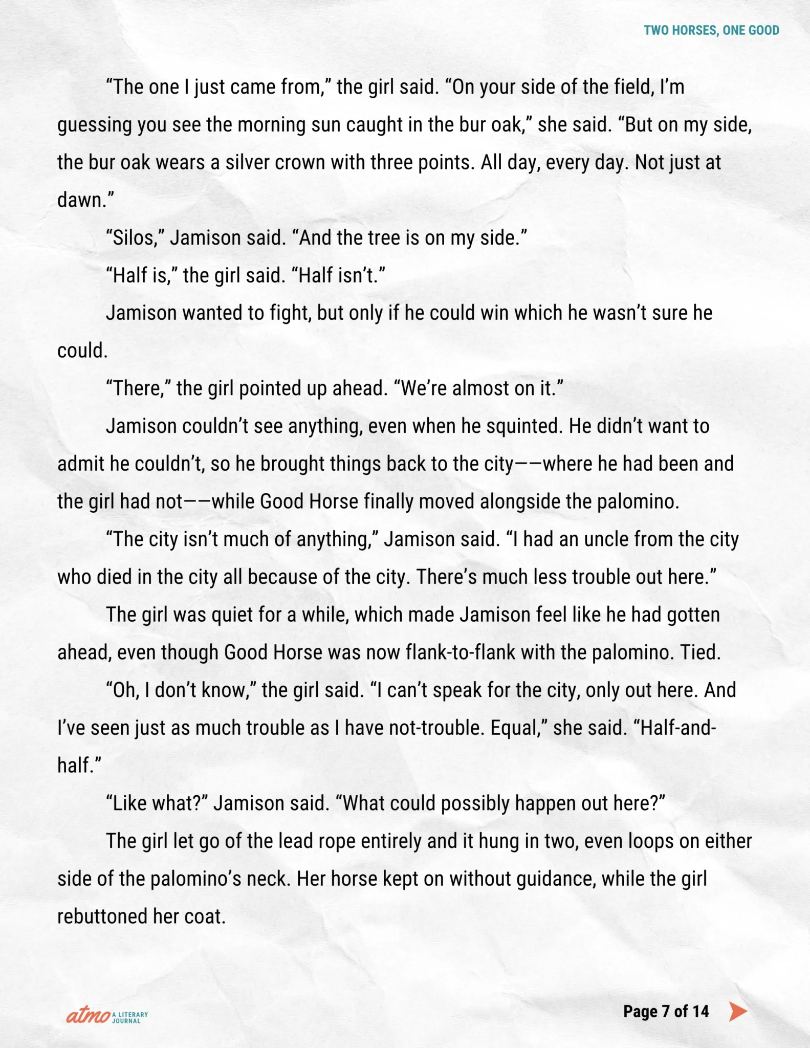 TWO HORSES, ONE GOOD story by Whitney Collins