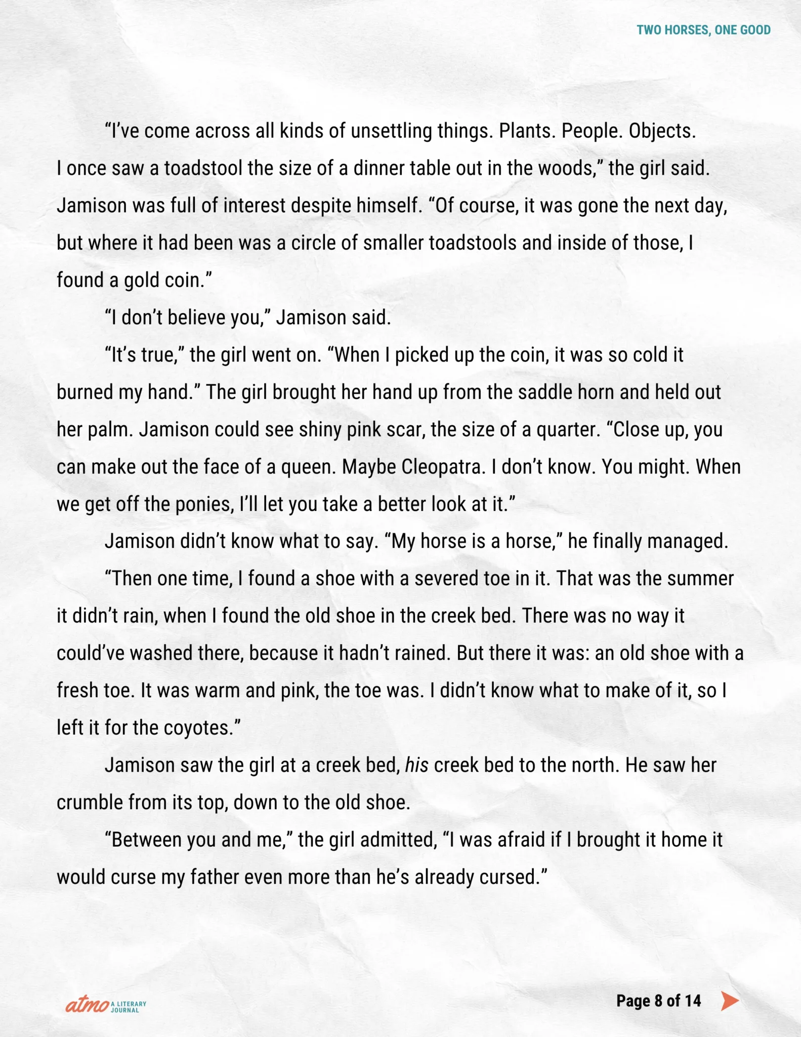 TWO HORSES, ONE GOOD story by Whitney Collins