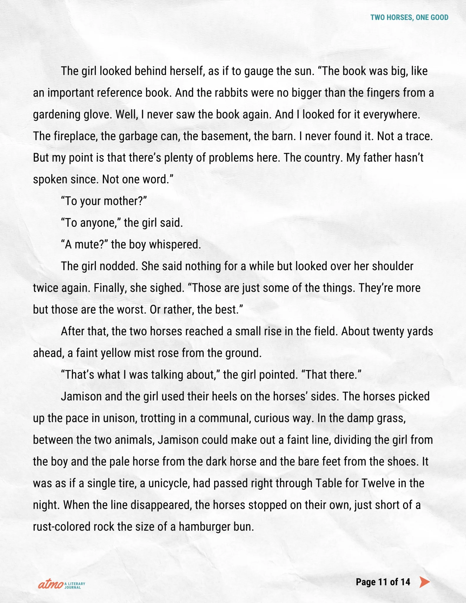 TWO HORSES, ONE GOOD story by Whitney Collins